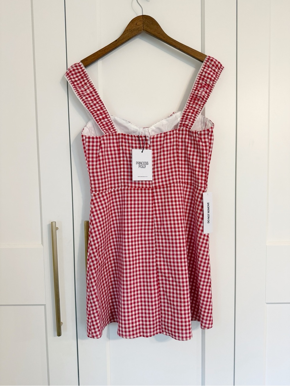 Princess Polly Women’s 6P Petite Faubert Mini Dress Red Gingham - Picture 9 of 12